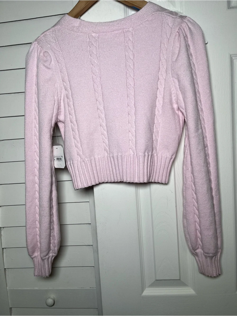 NWT Altar'd State Soft Pink Cable Knit Matching Cardigan & Crop Top Set Size XXS